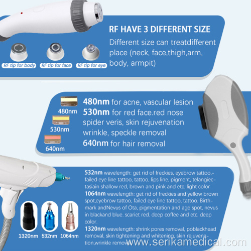 Multifunction Rf Tattoo Removal Hair Removal Machine